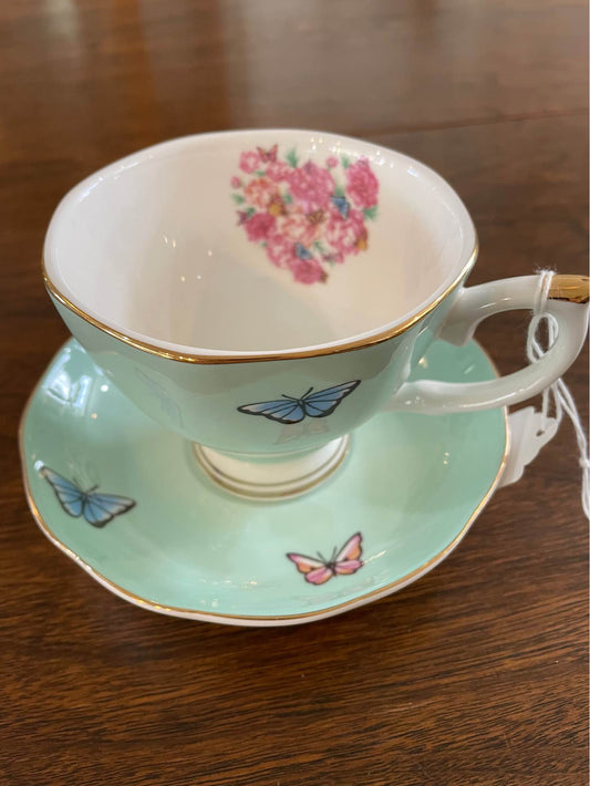 Green Butterfly Tea Cup