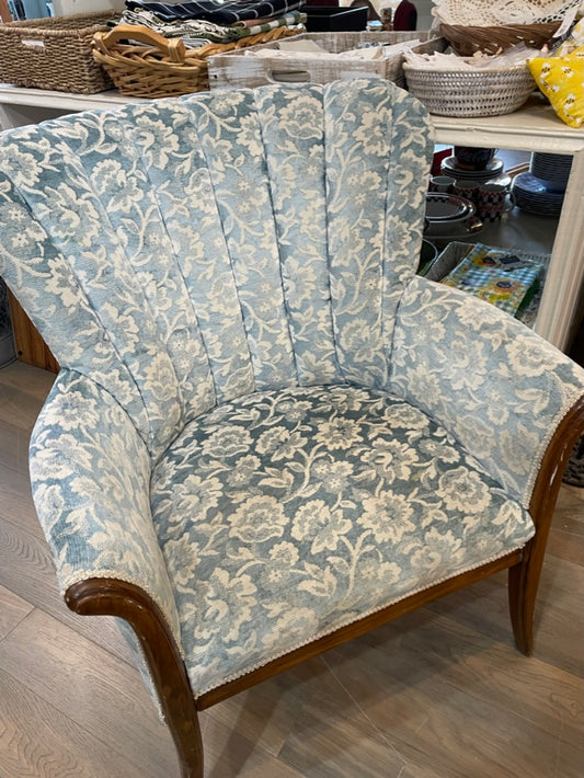 Blue Scroll Arm Chair