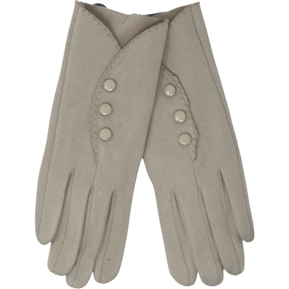 Scalloped Three Button Gloves: Grey