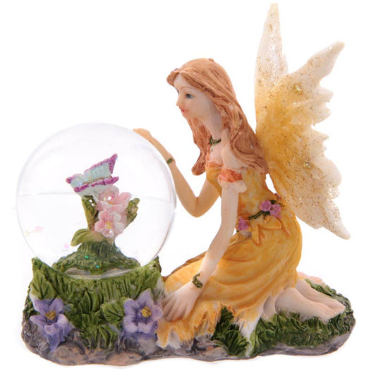 Flower Fairy Sitting Snow Globe