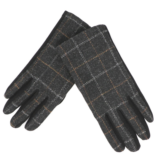 Gents Touchscreen Tweed Gloves: Black