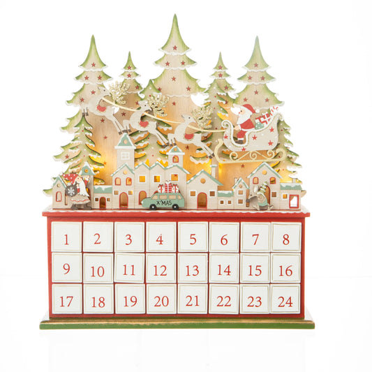 A35556 Alpine village scene advent calendar,wood,working