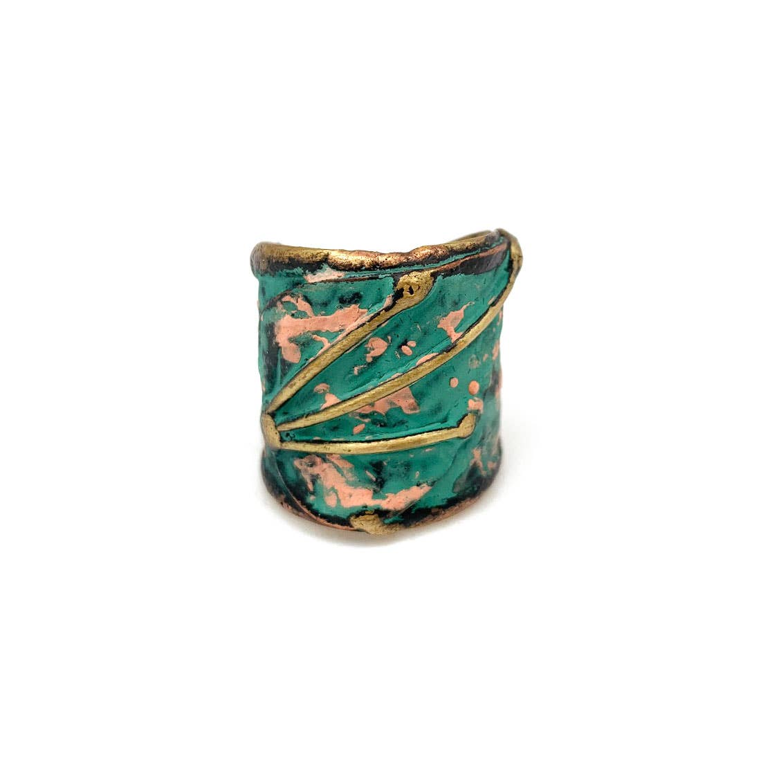 Brass Patina Leaf Ring