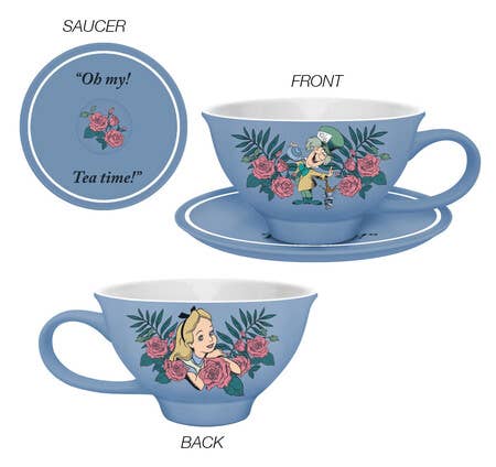 Alice in Wonderland Boxed 12oz Ceramic Teacup and Saucer