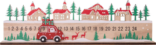 A29435 Painted wood advent calendar with sliding car marker