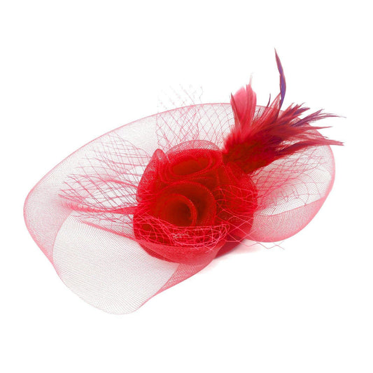 Red Rose Feather Fascinator