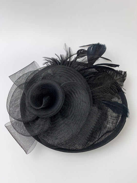 Black Derby Feather Hat Fascinator